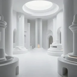 massive room full of incomprehensible architecture, alien building