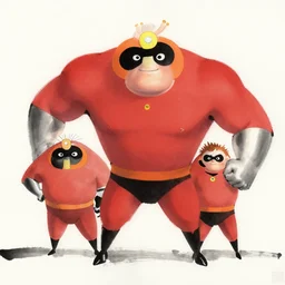 chinese ink painting of the incredibles