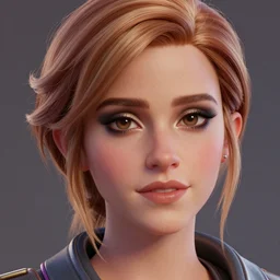 full body textured film grain Heavy Contour makeup look eye shadow smokey eyes fashion model face emma watson as a fortnite character cgsociety octane render unreal engine redshift render trending on artstation render blender behance