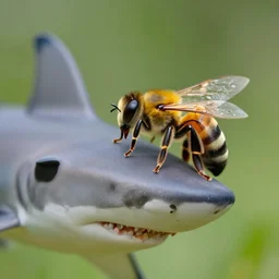 action photo of bee as shark, from nature journal, 1 / 1 0 0 0 sec shutter, action photo, sigma 1 0 5 mm f 2. 8