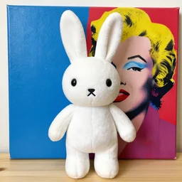 a beautiful painting toy rabbit, by kusama yayoi and warhol / pop art color screen printing