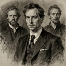 charcoal drawing portrait of a man in suit by darek zabrocki and greg ruthkowski, rembrandt and raphael, simon stalenhag and cinematic and atmospheric, concept art, artstation, trending on artstation