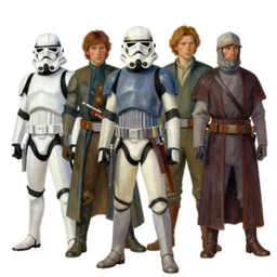 star wars characters painted in a post - impressionist style