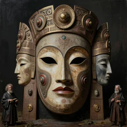 hyper realistic painting of ceremonial mask by wayne barlowe, beksinski, hr giger, austin osman spare, bussiere, roberto ferri, rembrandt, luis ricardo falero, intrincate ornaments