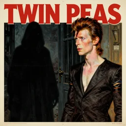 twin peaks poster art, david bowie is confronted by the gatekeeper, old retro pulp, by michael whelan, rossetti bouguereau, artgerm, retro, nostalgic, old fashioned