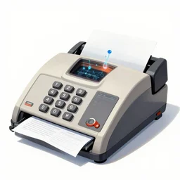A top secret scientific illustration of a fax machine using quantum mechanics