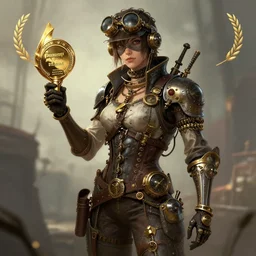 steampunk character by greg rutkowski, trending on artstation, favorites on deviantart, high quality art. artwork masterpieces, award winning