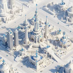 fantasy city with glittering jewels, birds eye view