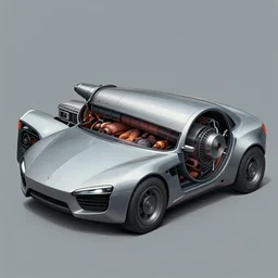 concept art for a car with built - in meat smoker, illustrated by syd mead, high quality