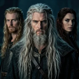 a portrait of a tuatha de danann with long hairs in the style of alan lee and marc simonetti and emil melmoth, cinematic lighting