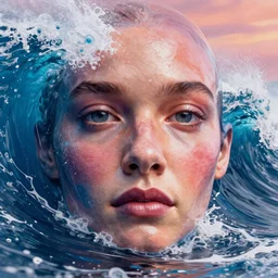 wave subsumes the face of time ; 3 d wave face hyper render by rafael grassetti ; detail rich ; saturated with emotion ; details which provoke awe ; photography by clark little