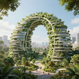 a beautiful view of an eco - friendly arcology, concept art by paolo soleri and alejandro burdisio and federico pelat, hyperrealism, unreal engine, 8 k resolution, cinematic