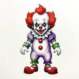 tattoo of a a zombie clown horor watercolor, white, red green, purple and black ink strokes detailed, hyperrealistic trending on artstation