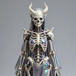 fully symmetrical centered iridescent portrait of a beautiful princess demon in robe. skulls artificial muscles, ribcage, bones, hard surface modelling. cyberpunk look. biomechanical mask. bio luminescent biomechanical halo around head. neon jellyfish. artwork by jarold Sng  by artgerm, by Eddie Mendoza, by Peter mohrbacher by emil melmoth, by zdzislaw beksinski, unreal engine, octane render, cinematic light, high details, iridescent colors, dichroic, macro, depth of field, blur