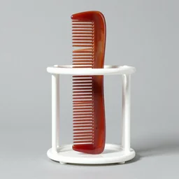 upside - down comb on a white bottle rack, color bleed, ektachrome by marcel duchamp, contemporary art, academic art, surrealist