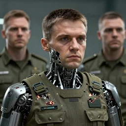 UHD hyperrealistic photorealistic detailed image of Alexei Navalny with sparking, busted, broken cybernetic implants and an heroic expression by Ayami Kojima Amano Karol Bak, Greg Hildebrandt and Mark Brooks