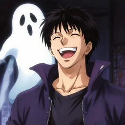 laughing man, ghost in the shell, anime, by noriyoshi ohrai, trending on deviantart