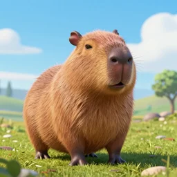 disney pixar style capybara, 3D animation, 4k render