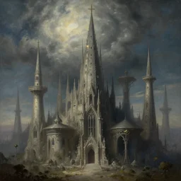 lovecraftian structures in the sky by bosch, highly detailed digital painting