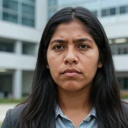 amazonian woman, closeup, stoic, realistic, high resolution, in office building