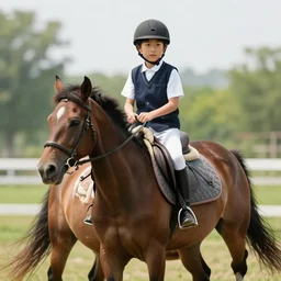 photo of a boy riding a horse