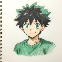 hard sketch of happy Izuku Midoriya