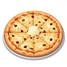 large chocolate chip cookie pizza with ice cream