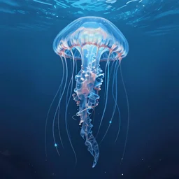 cyberpunk jellyfish, blue tones, underwater, 360, highly detailed, digital painting, artstation, concept art, smooth, sharp focus, illustration, art by greg rutkowski and alphonse mucha