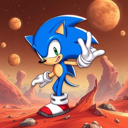 sonic on mars, trending on artstation, eiichiro oda style
