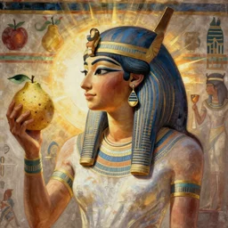epic ancient egypt fresco of goddes girl with fruits