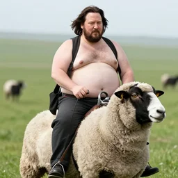morbidly obese keanu reeves riding a texel sheep, photo, detailed, 4 k