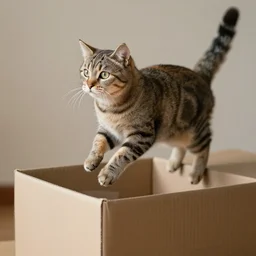 cat flying in the box
