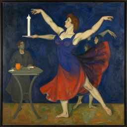 german expressionist dance of a voting offering to euterpe, artwork by franz von stuck