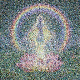 [ lotus post ] el chapo inspired by luminokaya, heavenly being, blissful, singular, glowing rainbow aura, serene landscape photography