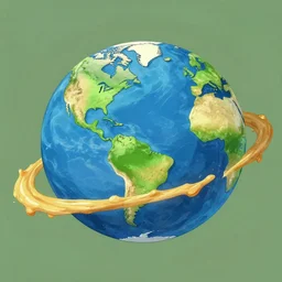 planet Earth made of beer, colorful Studio Ghibli style