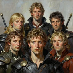ultra realistic portrait painting of the ubersreik five, art by frank frazetta, 4 k, ultra realistic, highly detailed, epic lighting