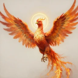 ultra realist breathtaking detailed soft painting of a fantasy phoenix, long fire wings and a halo of light around its head, christian saint in the middle of a stained glass of flames, intricate golden art nouveau frame, by Anato Finnstark, Alphonse Mucha, trending on artstation