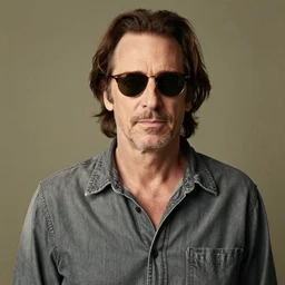 portrait Steve Buscemi with sunglass,no beard,vintage shirt