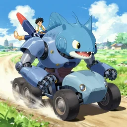 alien with a catfish like head driving a mech, illustration concept art, anime key visual, trending pixiv fanbox, by wlop and greg rutkowski and makoto shinkai and studio ghibli and kyoto animation, colorful
