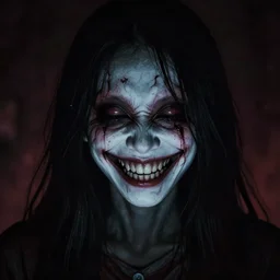 a person with a creepy smile on their face, a screenshot by junji ito, polycount, video art, creepypasta, nightmare, demonic photograph