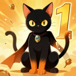 Key anime visual of black and orange cat with superpowers, official promotion media, sharp, Ranking number 1 on Pixiv, Digital art