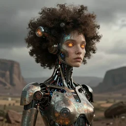 afrofuturist uraster as a robot with eyestalks, style of luca zampriolo