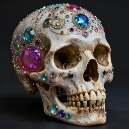 beautiful matte painting of psychedelic glittering jewelled skull by chris dyer, HDR, vivid color, CGsociety