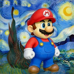 a beautiful mario painting in the style of vincent van gogh