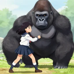 japanese high school girl attacks gorilla 1 4 th monks manuscript