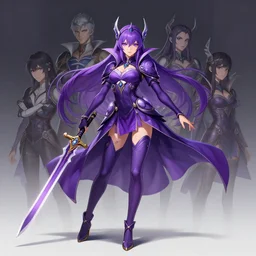 a detailed full body portrait of a purple anime girl in a dance outfit, the queen of blades, diablo 4 queen, a beautiful face, by dorian cleavenger, greg rutkowski, wlop, astri lohne, zdzisław beksinski trending on artstation