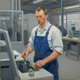 a painting by damien hirst representing a factory worker