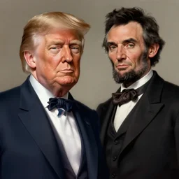depiction president trump as lincoln, illustration by mandy jurgens and william adolphe bouguereau, artgerm, 4 k, digital art, surreal, highly detailed, artstation, digital painting, concept art, smooth, sharp focus, illustration by mandy jurgens and william adolphe bouguereau