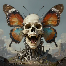death is swallowed up in victory, very detailed and beautiful face, screaming, mechanical butterfly, artwork by artgerm, centered shot, wide angle, full body, islandpunk, solarpunk, dd, fantasy, highly detailed, digital painting, artstation, smooth, sharp focus, art by thomas kinkade and h. r. giger and kevin swartz