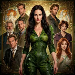 highly detailed vfx portrait of megan fox as poison ivy, stephen bliss, unreal engine, greg rutkowski, loish, rhads, beeple, makoto shinkai and lois van baarle, ilya kuvshinov, rossdraws, tom bagshaw, alphonse mucha, global illumination, detailed and intricate environment